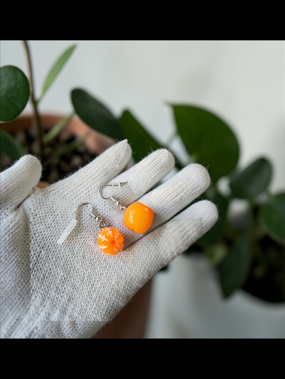 Orange Fruit Mismatch Earrings Handmade Polymer Clay Cute Whole & Peeled Orange